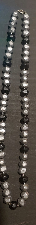 Load image into Gallery viewer, Black and Silver Beaded Necklace
