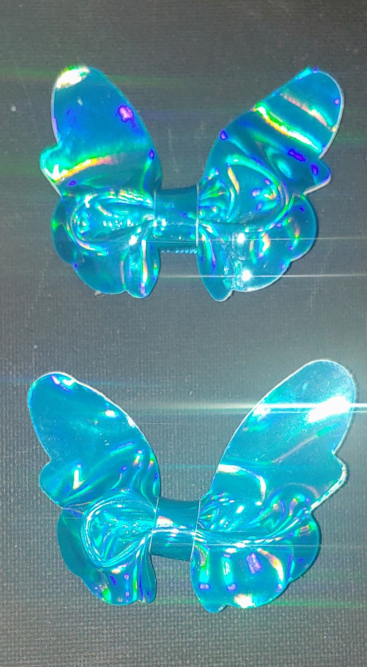 Turquoise Blue Reflective Butterfly Hair Clips