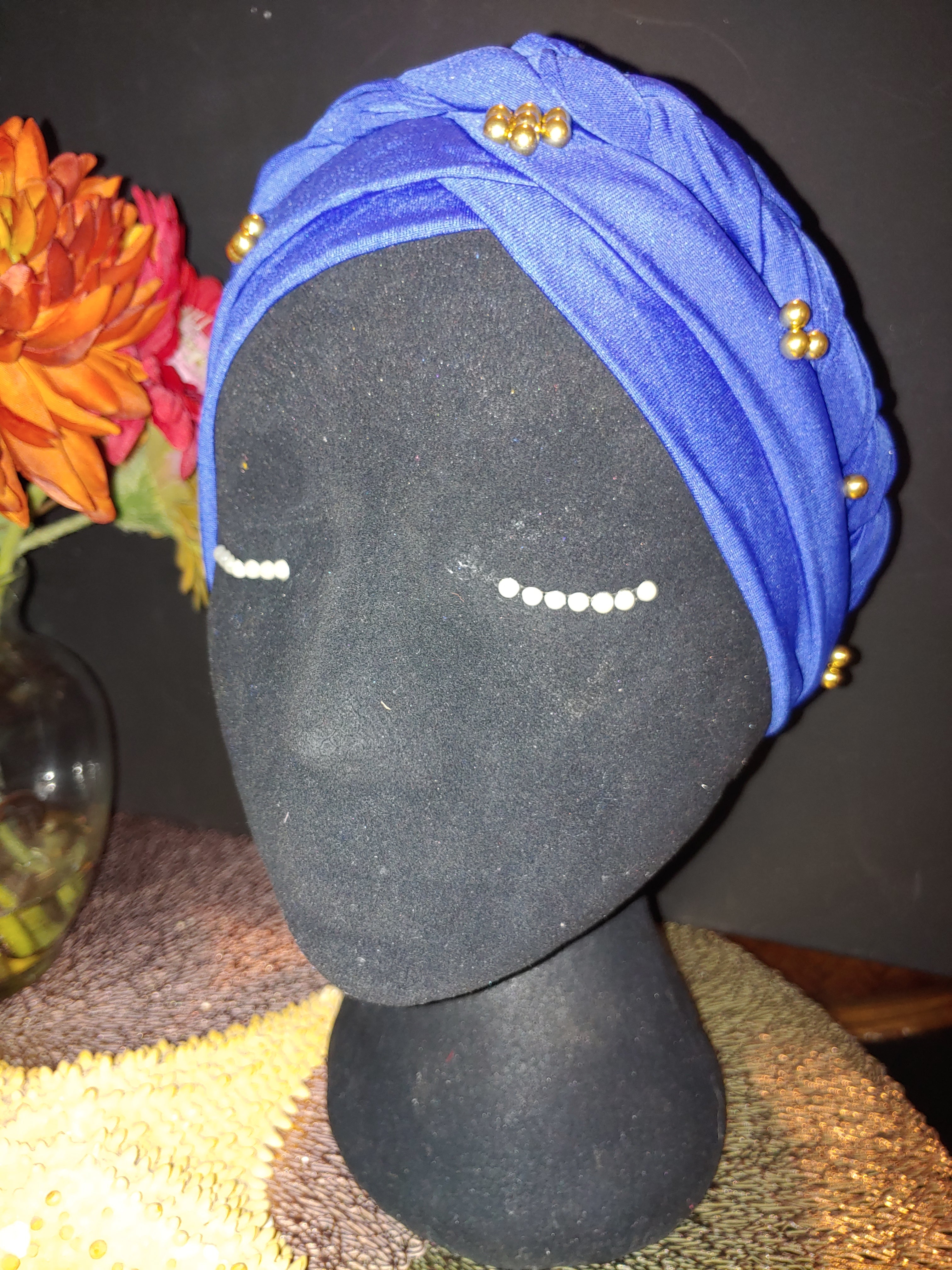 Classy Gold Emblem Cotton Turbans