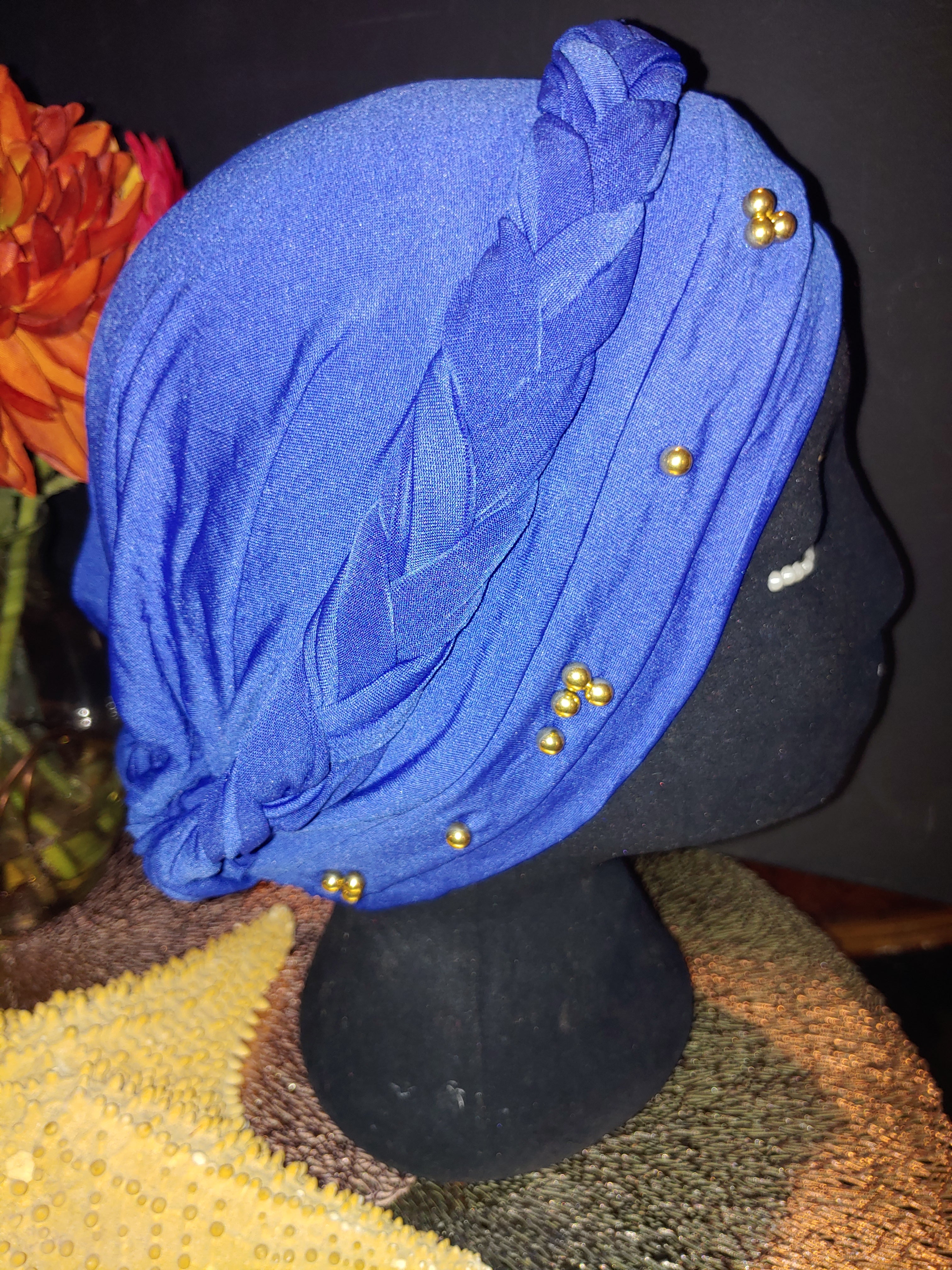 Classy Gold Emblem Cotton Turbans