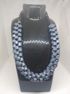 Classy Slate Blue Cube Necklace