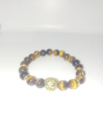 Load image into Gallery viewer, Multicolored Faux Jade and  Marble Stone w/Lions head Charm Bracelet
