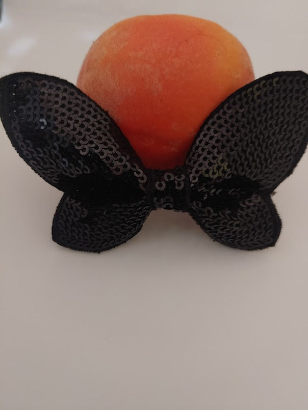 Black Sequin Hair Clip Bow