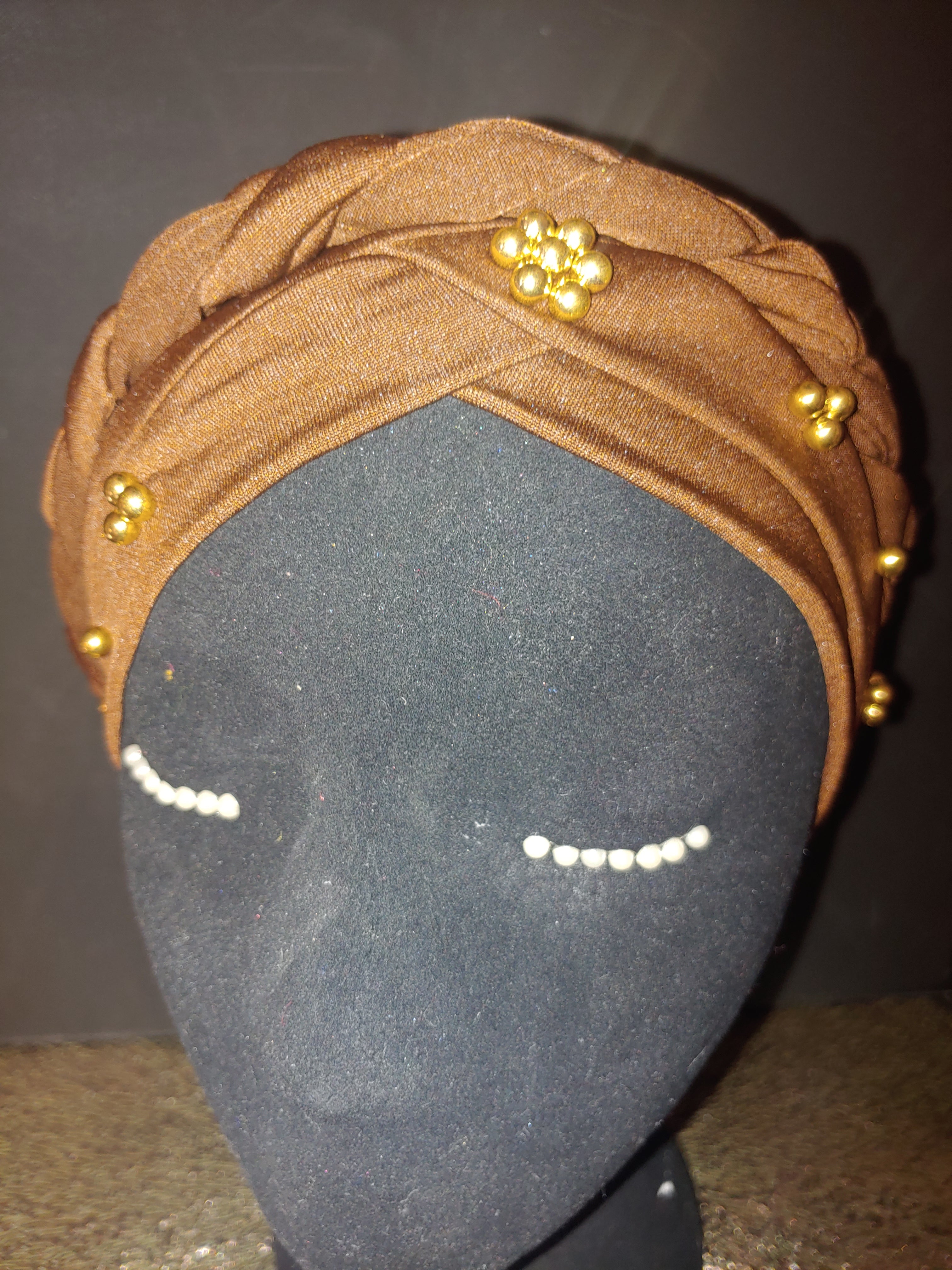 Classy Gold Emblem Cotton Turbans