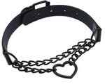 Load image into Gallery viewer, Heart Chained Faux Leather Choker Collar Necklace
