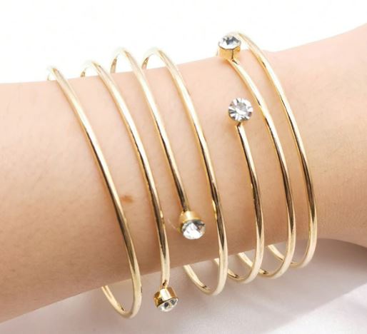 Luxury Gold Color Bling Cuff Bangle