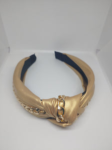 Knotted Chain Faux Leather Headband