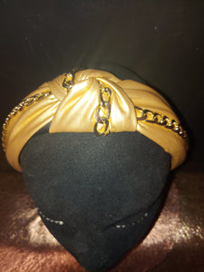 Knotted Chain Faux Leather Headband