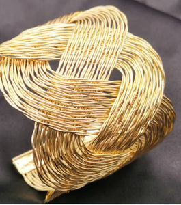 Gold tone Loose Braided Bracelet Cuff