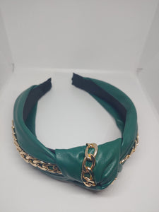 Knotted Chain Faux Leather Headband