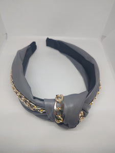 Knotted Chain Faux Leather Headband