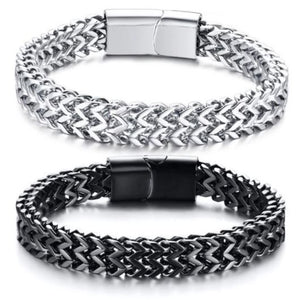 Stainless Classic Punk Black/Silverstone Braided Bracelet