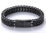 Load image into Gallery viewer, Stainless Classic Punk Black/Silverstone Braided Bracelet
