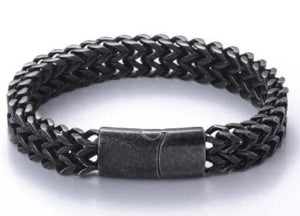 Stainless Classic Punk Black/Silverstone Braided Bracelet