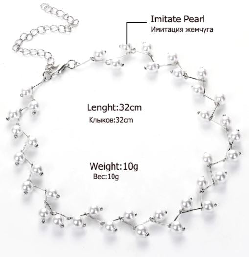 Pearl Leaf choker necklace