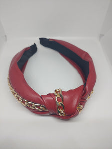 Knotted Chain Faux Leather Headband