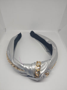 Knotted Chain Faux Leather Headband