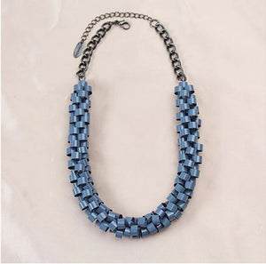 Multi-Layered Bohemian Beaded Long Vintage Necklace-Slate Blue