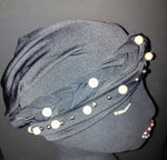 Load image into Gallery viewer, White Pearl Cotton Turban
