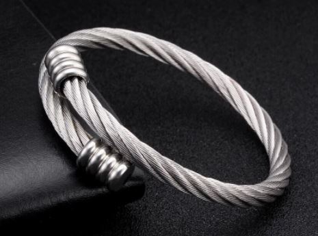 Gun Plated Vintage Stainless Steel Braided Mesh Open Bracelet Cuff