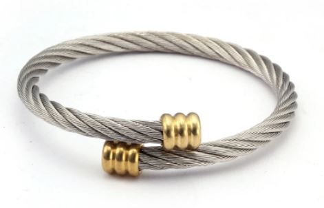 Gun Plated Vintage Stainless Steel Braided Mesh Open Bracelet Cuff
